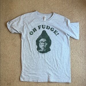 Tilly's Gray 'Oh Fudge!' Graphic Tee, Christmas t shirt, size medium